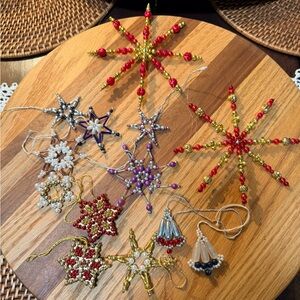 Vintage Handcrafted Colorful Beaded Star Ornaments